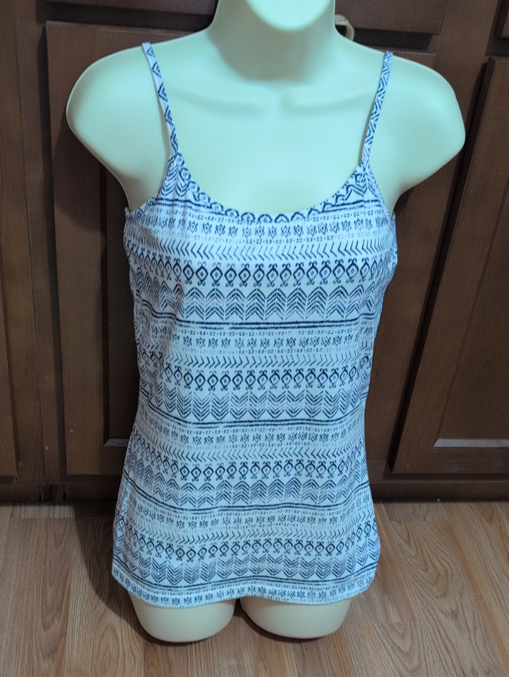 Nollie Blue & White Printed Spaghetti Strap Camisole